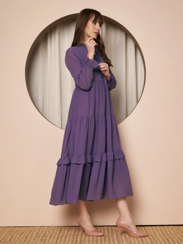 Fbella_Women_Georgette_Solid_Tiered_Fit_&_Flare_Dress