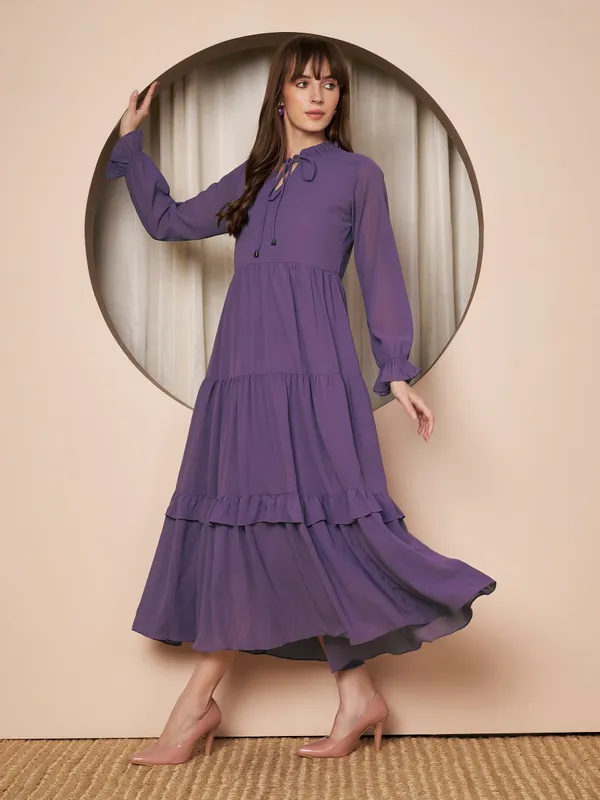 Fbella_Women_Georgette_Solid_Tiered_Fit_&_Flare_Dress