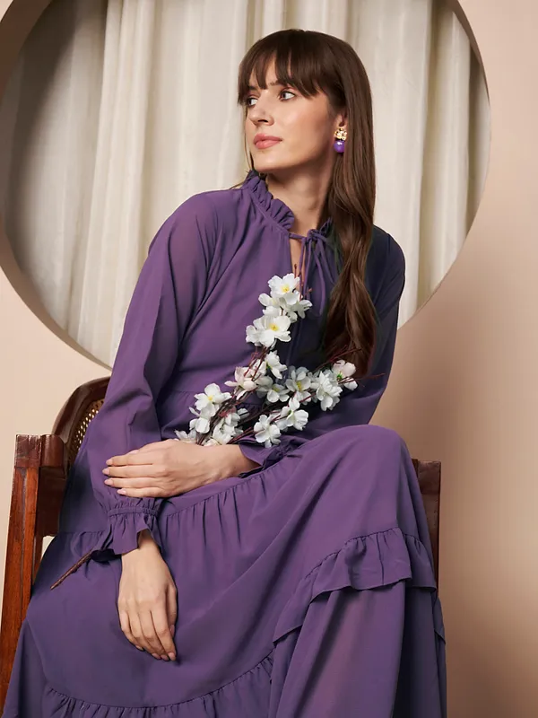 Fbella_Women_Georgette_Solid_Tiered_Fit_&_Flare_Dress