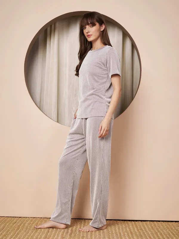 Fbella_Women�s_Striped_Knit_Night_Suit_�_Mauve_&_White_Textured_Loungewear_Set