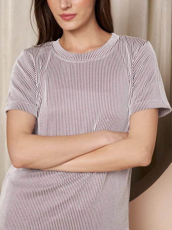 Fbella_Women�s_Striped_Knit_Night_Suit_�_Mauve_&_White_Textured_Loungewear_Set