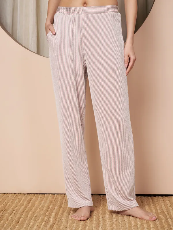 Fbella_Women_Pastel_Pink_Stripe_Knit_Night_Suit