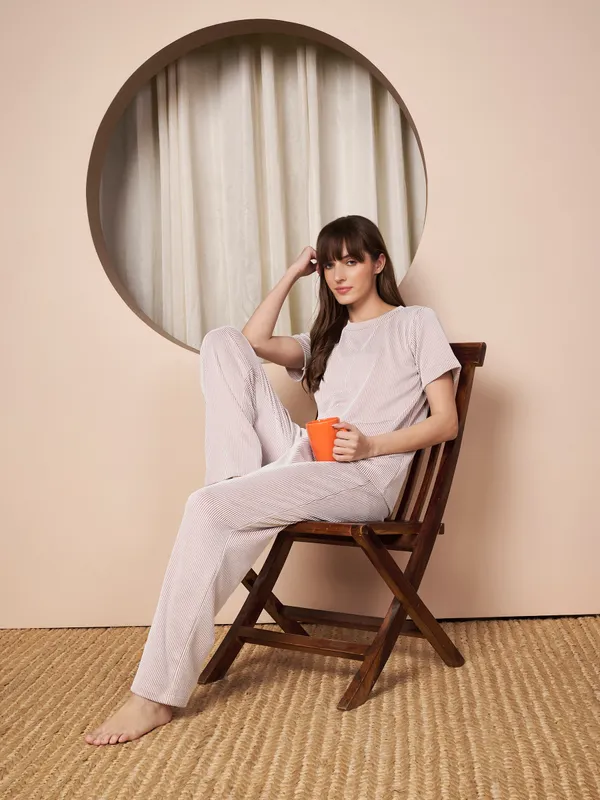 Fbella_Women_Pastel_Pink_Stripe_Knit_Night_Suit