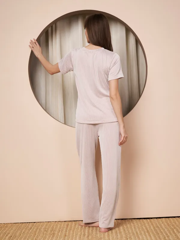 Fbella_Women_Pastel_Pink_Stripe_Knit_Night_Suit