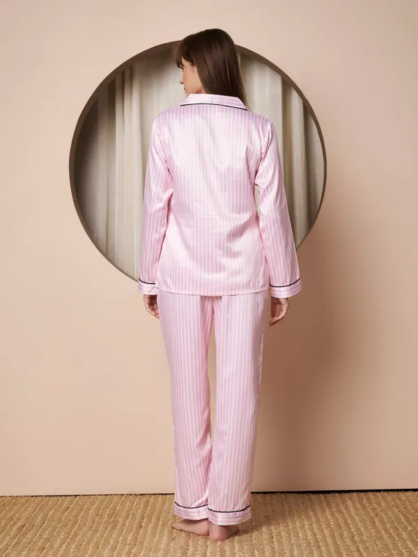 Fbella_Women_Pink_Stripe_Satin_Night_Suit_Set_with_Shirt_&_Pants