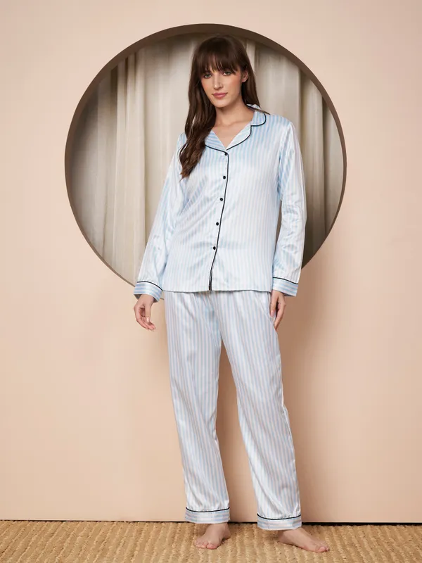 Fbella_Women�s_Striped_Satin_Night_Suit