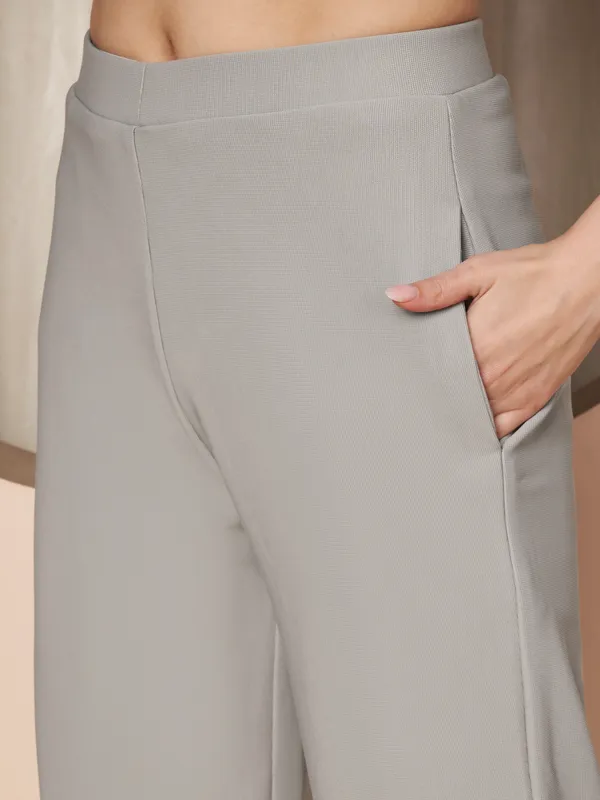 Fbella_Women_Light_Grey_Trousers_with_Elastic_Waist,_Straight_Fit,