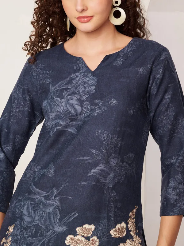 Fbella_Women_Navy_Blue_&_Beige_Floral_Printed_Cotton_Co-Ord_Set