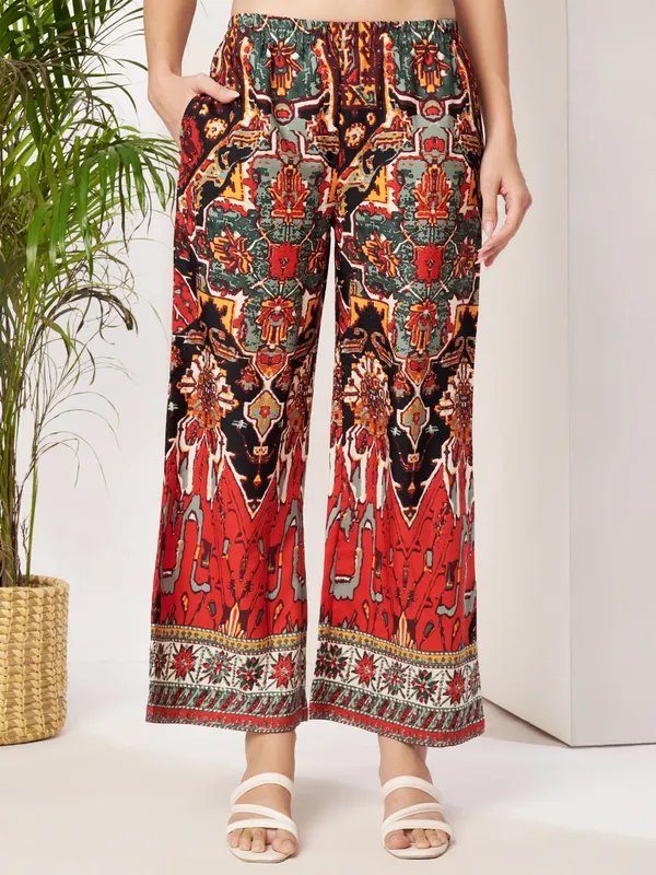 Fbella_Women_Red_&_Black_Ethnic_Printed_Crepe_Co-Ord_Set