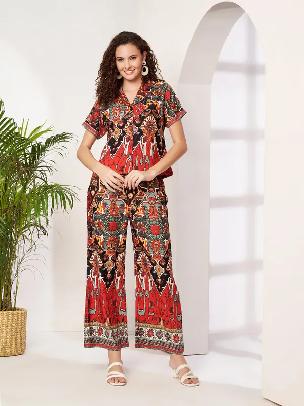 Fbella_Women_Red_&_Black_Ethnic_Printed_Crepe_Co-Ord_Set