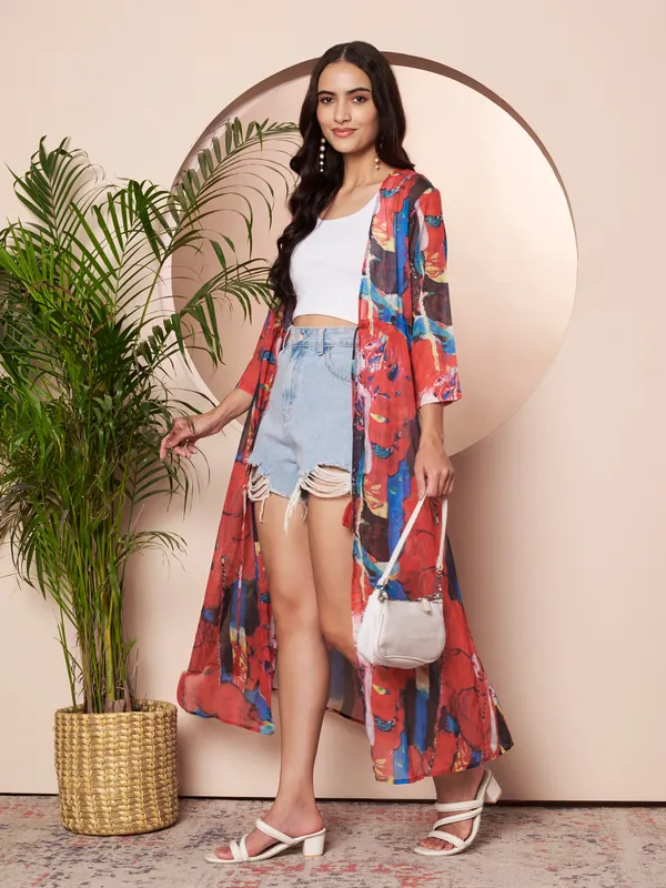 Fbella_Women_Red_&_Blue_Abstract_Printed_Chiffon_Open-Front_Longline_Shrug