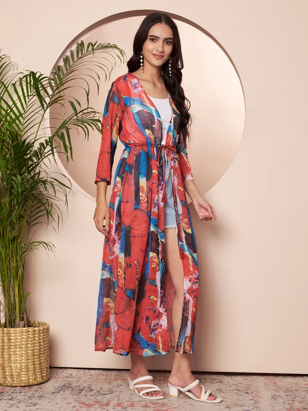 Fbella_Women_Red_&_Blue_Abstract_Printed_Chiffon_Open-Front_Longline_Shrug