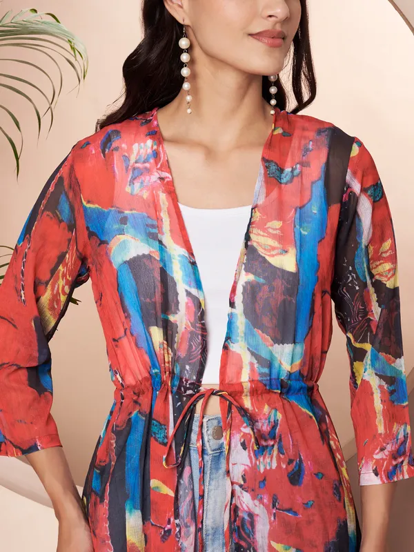 Fbella_Women_Red_&_Blue_Abstract_Printed_Chiffon_Open-Front_Longline_Shrug