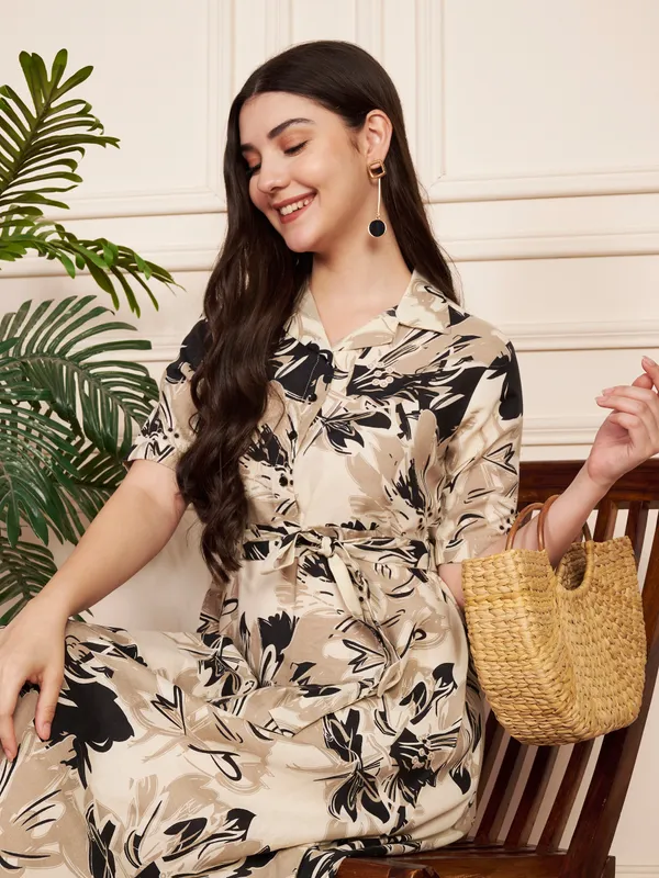 Fbella_Beige_&_Black_Floral_Cotton_Blend_Shirt_Dress