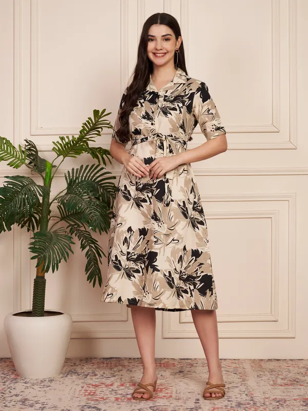 Fbella_Beige_&_Black_Floral_Cotton_Blend_Shirt_Dress