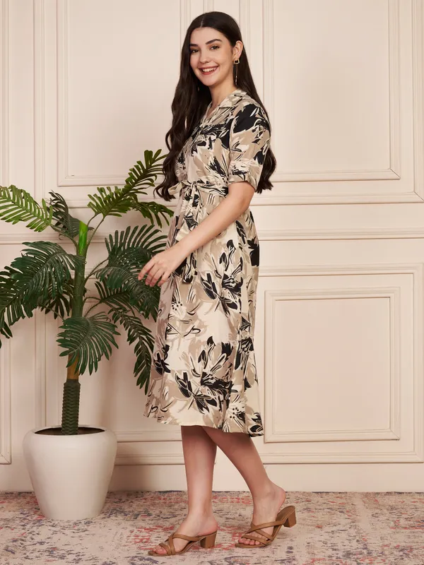 Fbella_Beige_&_Black_Floral_Cotton_Blend_Shirt_Dress