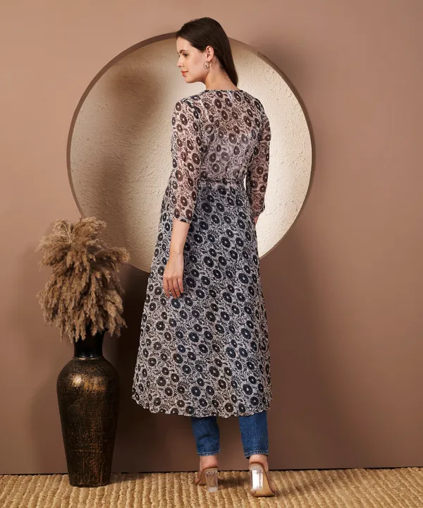 Fbella_Black_Chiffon_Floral_Butti_Long_Shrug