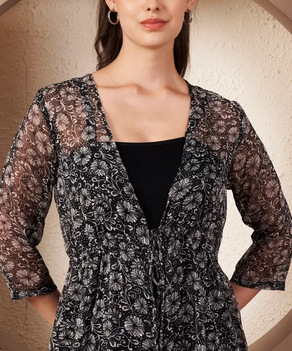 Fbella_Black_Chiffon_Floral_Butti_Long_Shrug