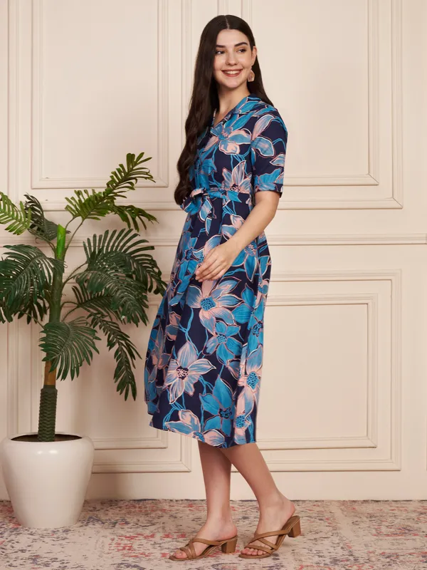 Fbella_Navy_Blue_&_Sky_Floral_Cotton_Blend_Shirt_Dress