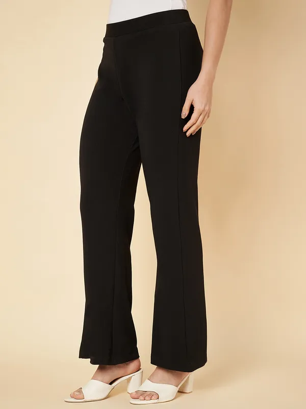 Fbella_Women_Black_Bell_Bottom_Trouser