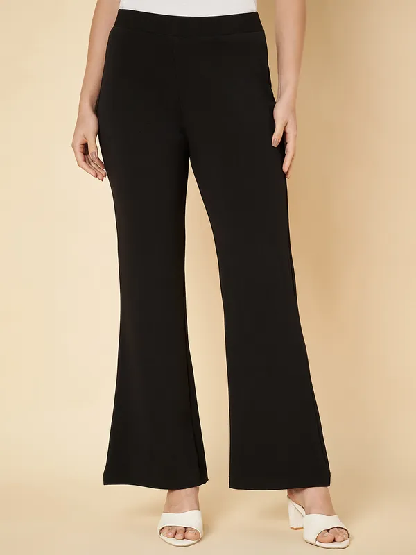 Fbella_Women_Black_Bell_Bottom_Trouser