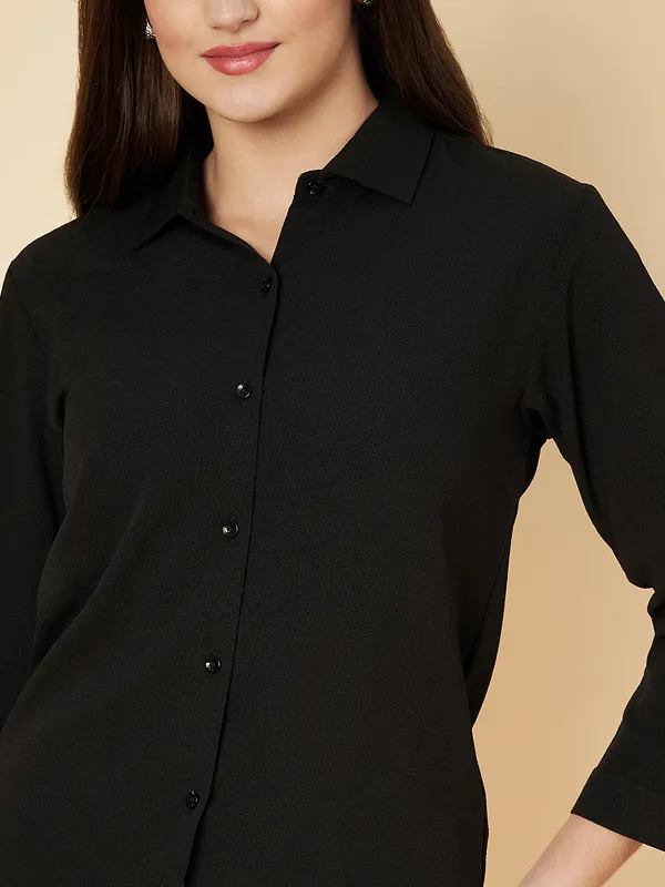 Fbella_Women_Black_Crop_Shirt