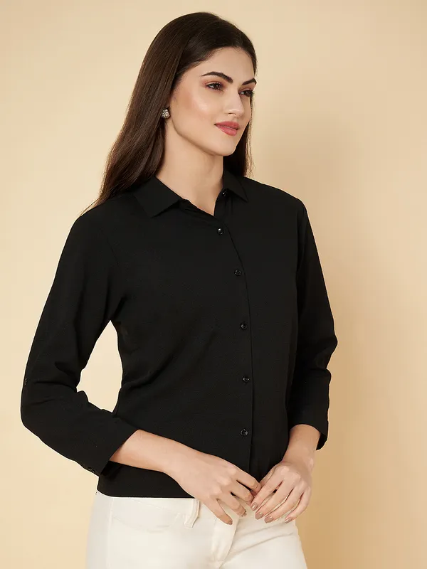 Fbella_Women_Black_Crop_Shirt