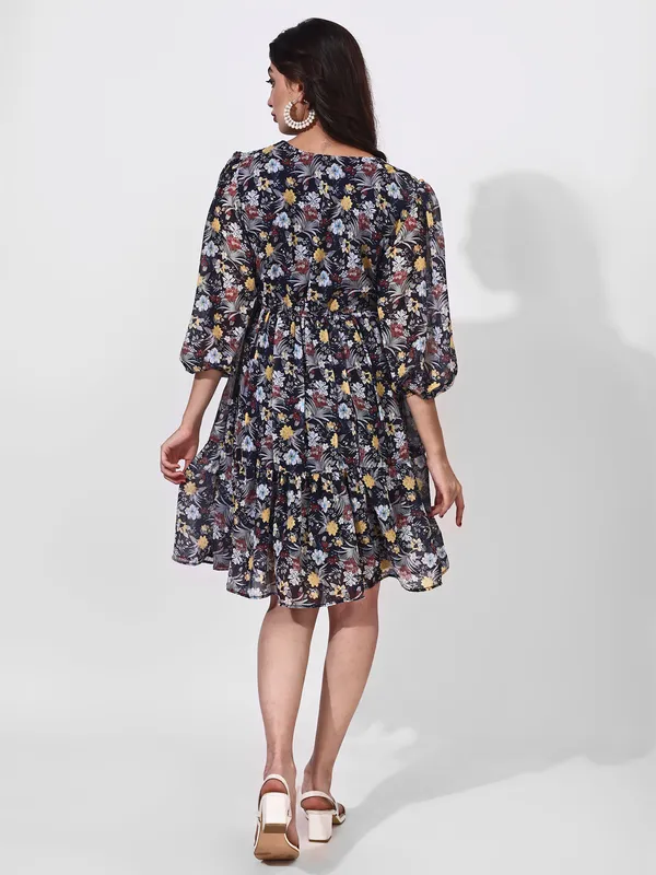 Fbella_Women_Black_Floral_Print_Puff_Sleeve_Mini_Dress