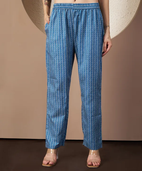 Fbella_Women_Blue_Floral_Cotton_Cord_Set