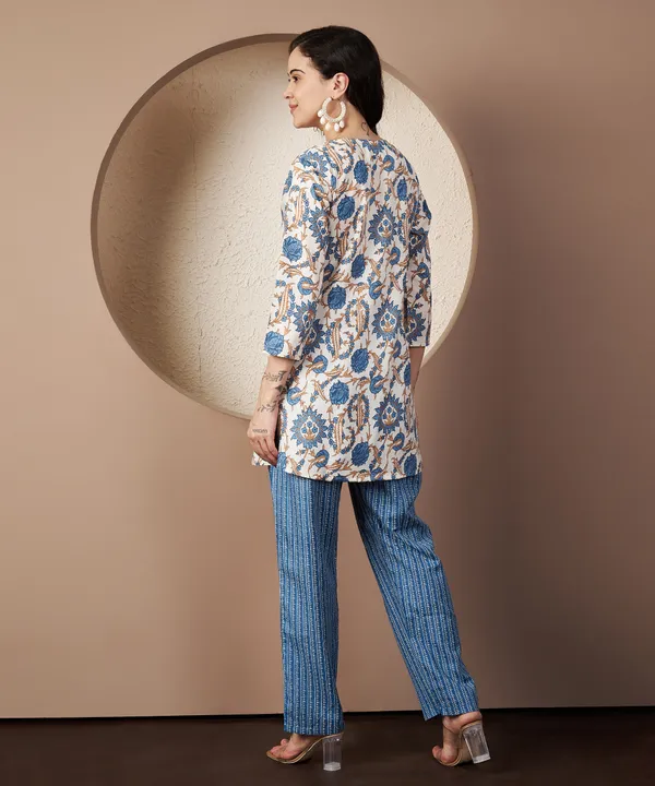 Fbella_Women_Blue_Floral_Cotton_Cord_Set