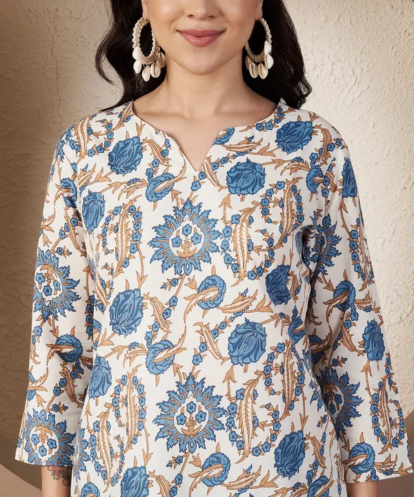 Fbella_Women_Blue_Floral_Cotton_Cord_Set