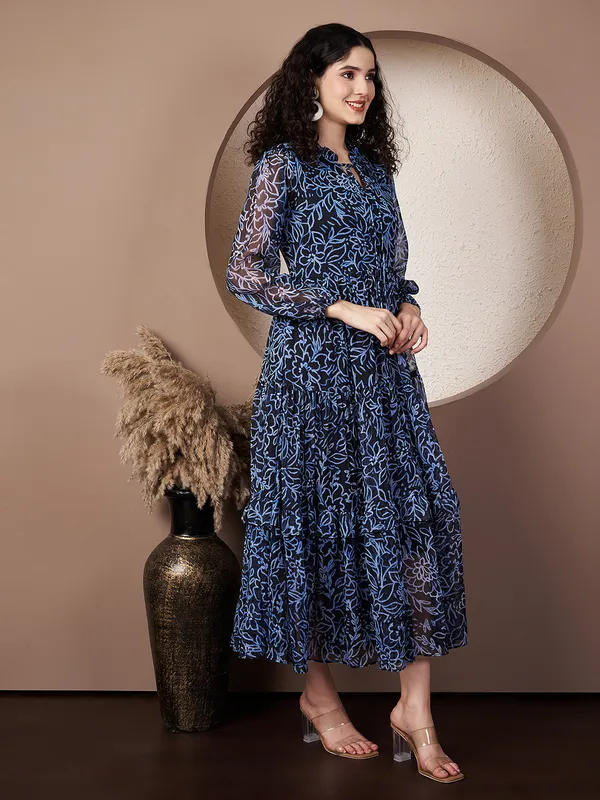 Fbella_Women_Blue_Floral_Printed_Chiffon_Midi_Dress
