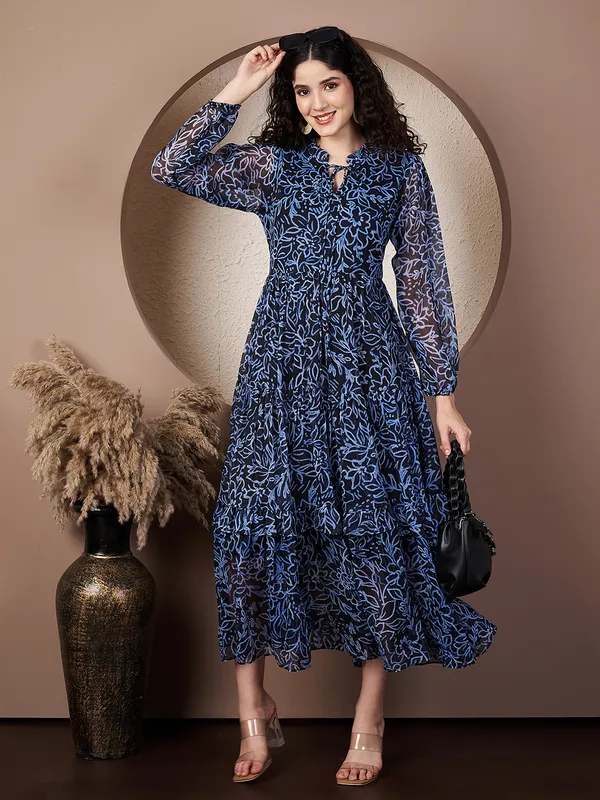 Fbella_Women_Blue_Floral_Printed_Chiffon_Midi_Dress