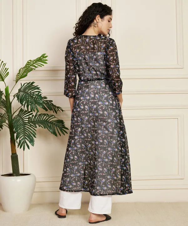 Fbella_Women_Chiffon_Black_Printed_Long_Shrug