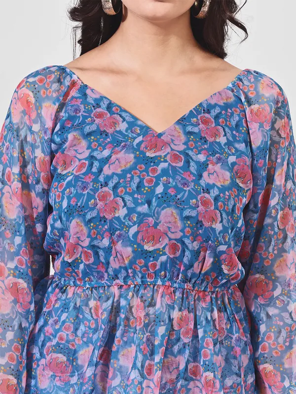 Fbella_Women_Chiffon_Blue_Peplum_Top