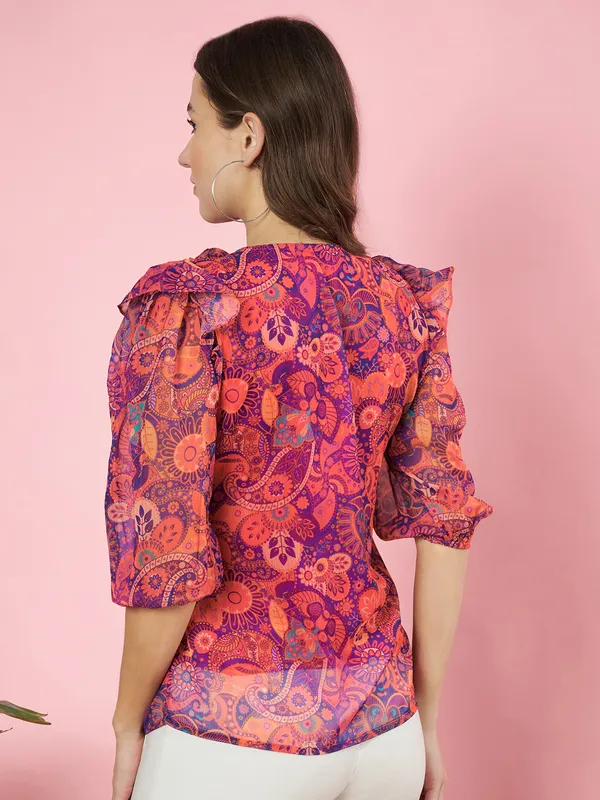 Fbella_Women_Chiffon_Paisley_Print_Ruffle_top