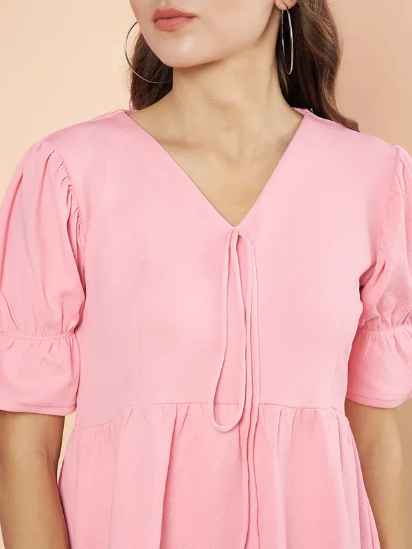 Fbella_Women_Knit_Pink_Peplum_Top