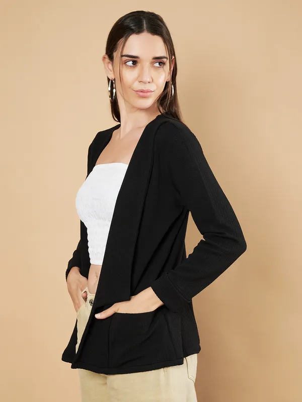 Fbella_Women_Knitted_Black_Open_Front_Jacket_Shrug