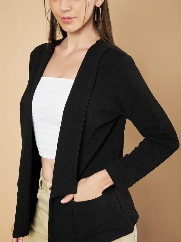 Fbella_Women_Knitted_Black_Open_Front_Jacket_Shrug