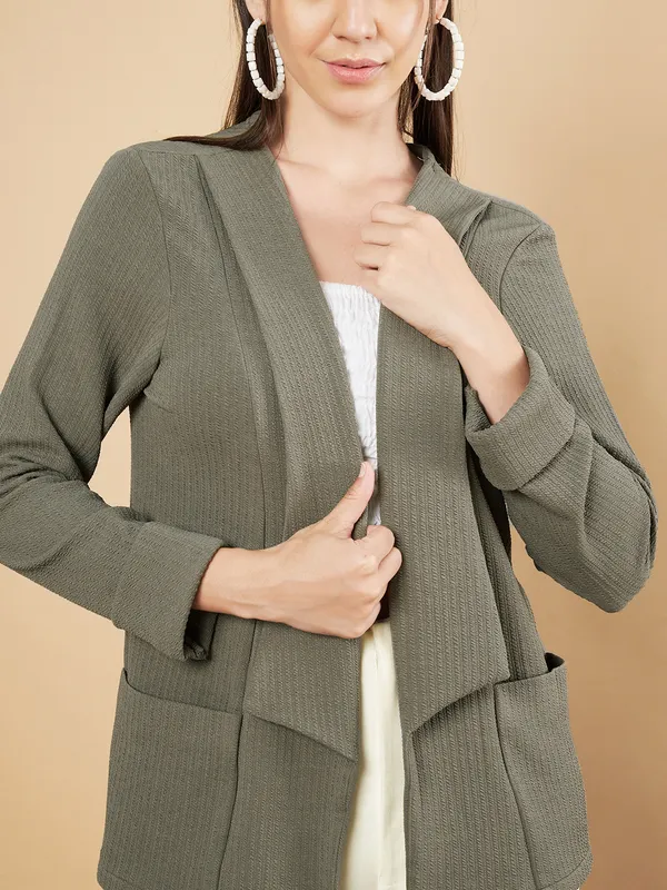 Fbella_Women_Knitted_Khaki_Open_Front_Jacket_Shrug