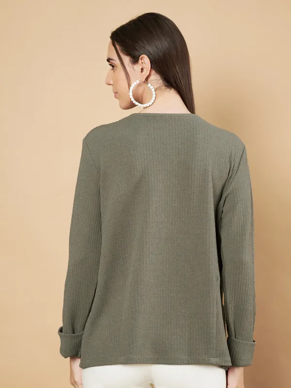 Fbella_Women_Knitted_Khaki_Open_Front_Jacket_Shrug