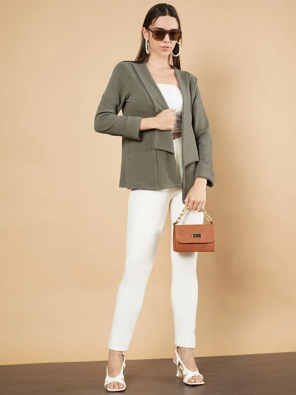Fbella_Women_Knitted_Khaki_Open_Front_Jacket_Shrug