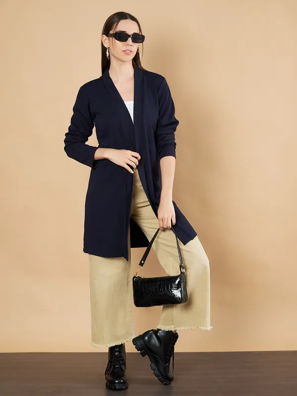Fbella_Women_Knitted_Navy_Blue_Front_Longline_Shrug