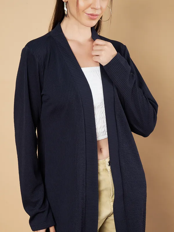Fbella_Women_Knitted_Navy_Blue_Front_Longline_Shrug