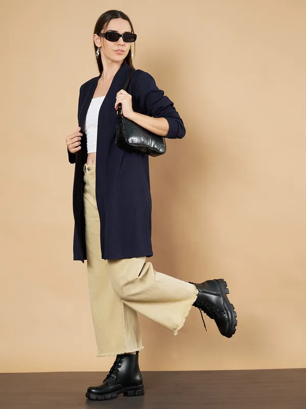 Fbella_Women_Knitted_Navy_Blue_Front_Longline_Shrug