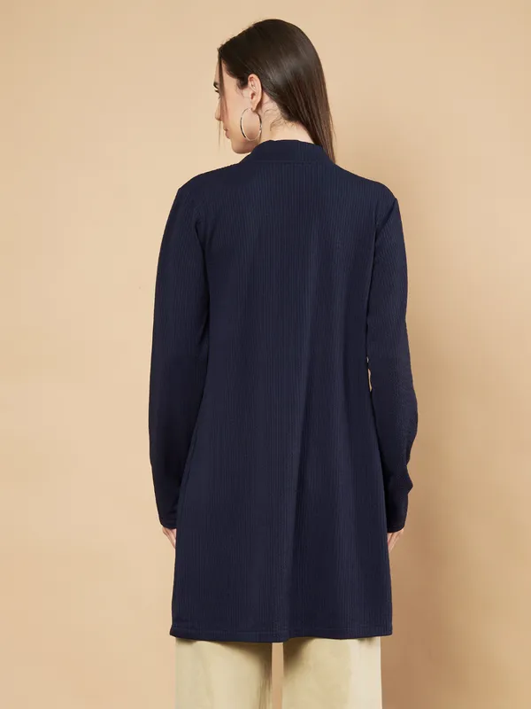 Fbella_Women_Knitted_Navy_Blue_Front_Longline_Shrug