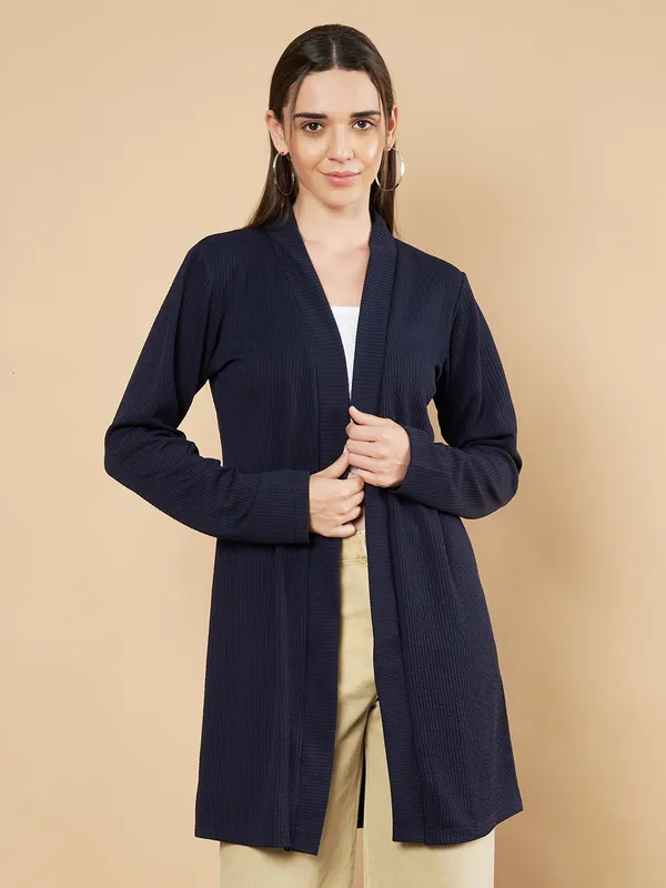 Fbella_Women_Knitted_Navy_Blue_Front_Longline_Shrug