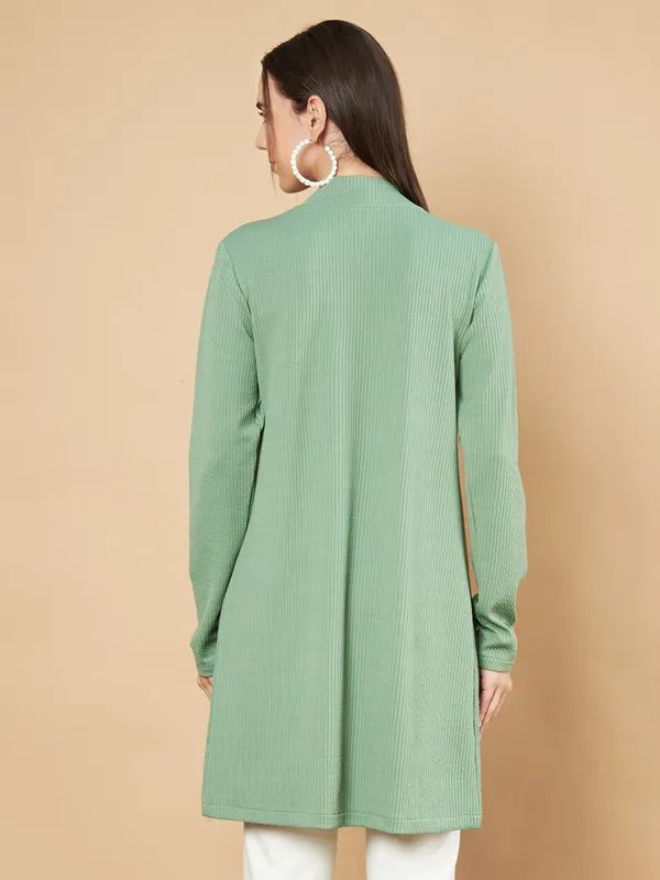 Fbella_Women_Knitted_Turquoise_Front_Longline_Shrug