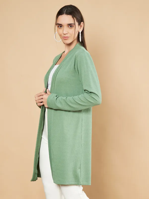 Fbella_Women_Knitted_Turquoise_Front_Longline_Shrug