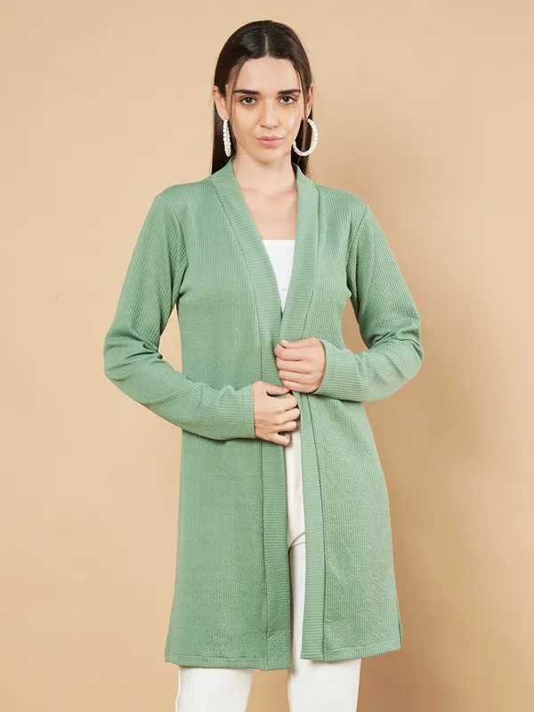 Fbella_Women_Knitted_Turquoise_Front_Longline_Shrug